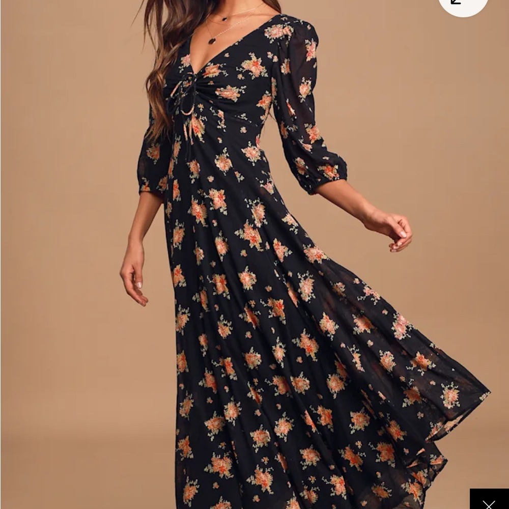 Free People Floral Black Maxi Dress
